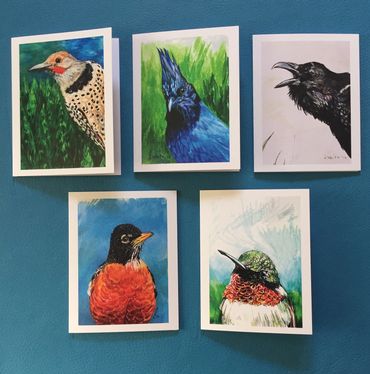 This is a group of my wild birds greeting cards. I also another crow not shown.