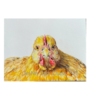 This is my chicken portrait of my Buff Orpington hen, Margie.