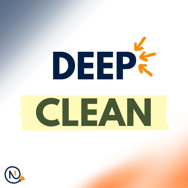 Graphic with DEEP CLEAN text and orange arrows.