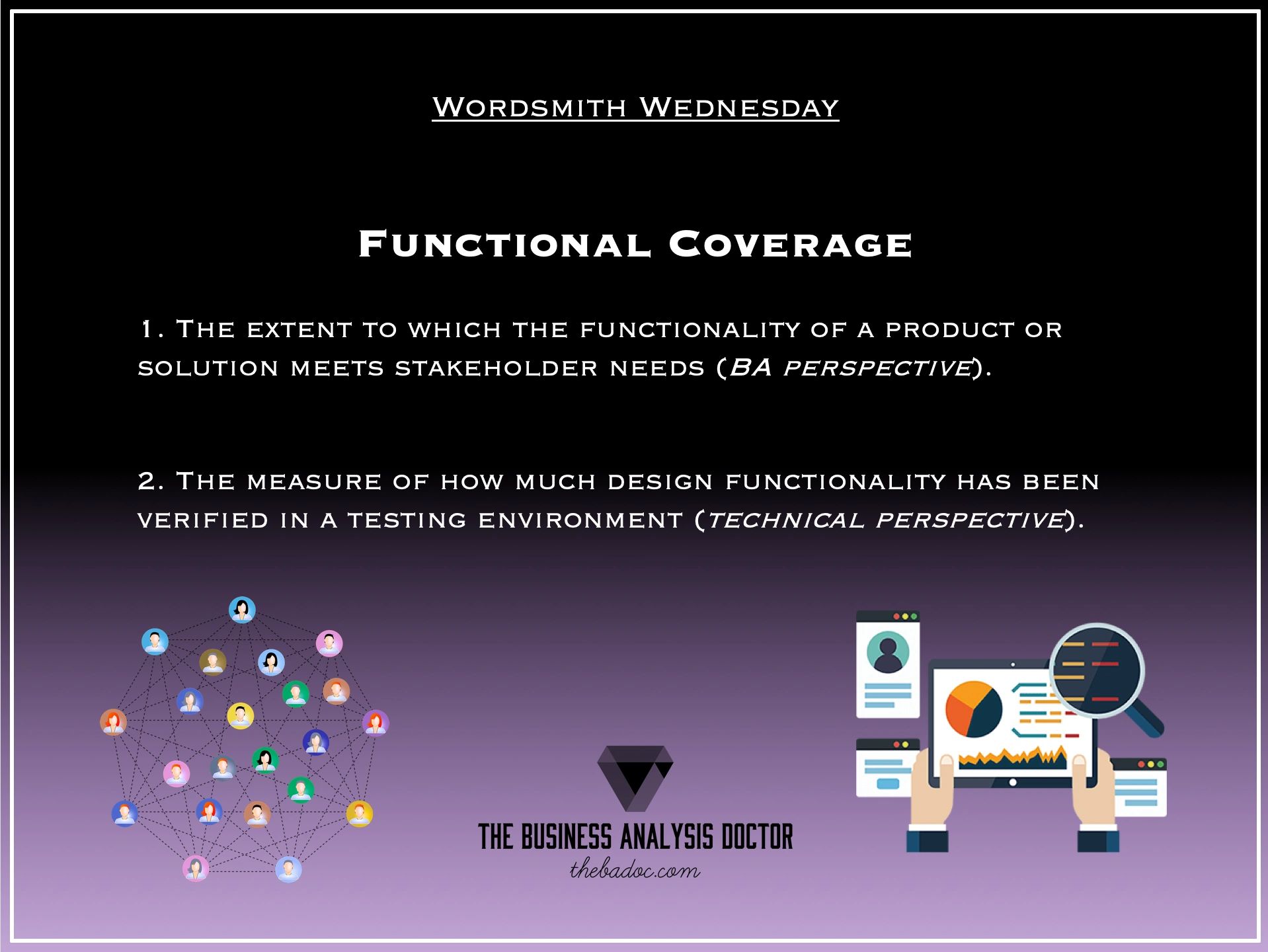 Functional coverage, business analysis, business analyst, CBAP, CCBA, ECBA, IIBA, BABOK