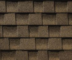 Barkwood: Close-up of GAF Barkwood shingles in earthy brown tones with shading for a rugged look.