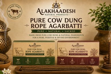 Pure cow dung rope agarbatti for natural, chemical-free, long-burning incense.