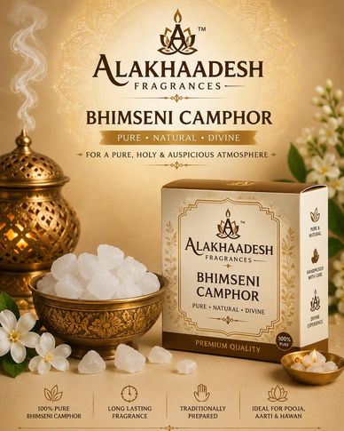 Alakhaadesh Bhimseni Camphor for a pure and auspicious atmosphere.