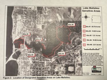 Wisconsin Dept. of Natural Resources "Designated Sensitive Areas, Site #1: 83.79 Acres" in northeast