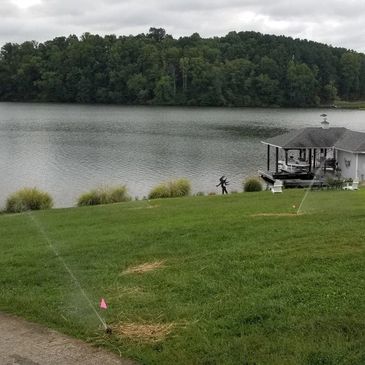 Installation of new irrigation system at Smith Mountain Lake, Virginia.