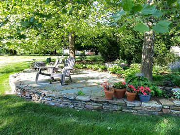 West Chester Flagstone Patio, Dry-stacked stone wall and landscaping
