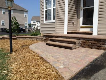 Lincoln University Stoop, steps, retaining wall and walkway