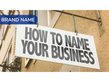 A signboard reads 'How to Name Your Business' hanging outside a building.