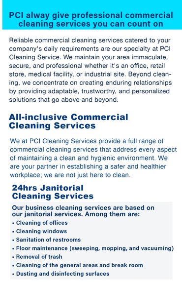 PCI offers reliable, all-inclusive commercial and janitorial cleaning services.