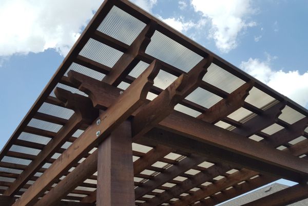 Cedar Pergola with Polycarbonate Roof