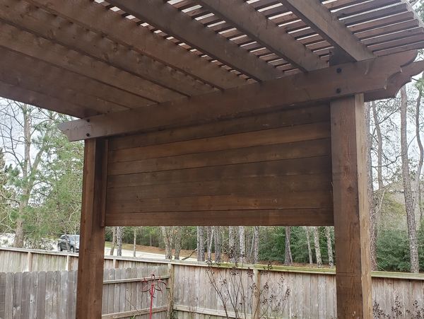 Cedar Pergola with TV Wall