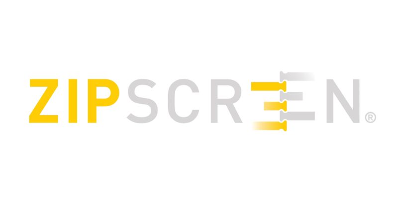 Logo of ZIPSCREEN with yellow and gray stylized text.