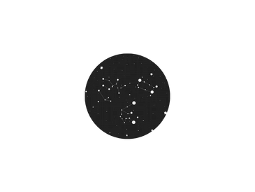Illustration of star constellations connected by lines in a dark circular background.