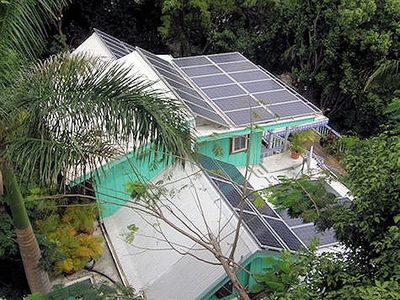 aerial view of garden by the sea