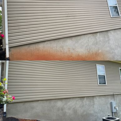 Red clay removal, pressure washing, exterior cleaning