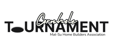 Logo for a Cornhole Tournament featuring bold and script fonts.