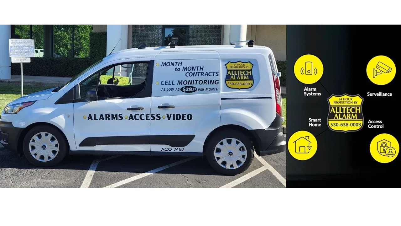 Alltech Alarm van for alarm system installation, security cameras and access control in Redding CA.