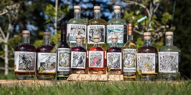 Alcohol bottles from DEVNE Distillery