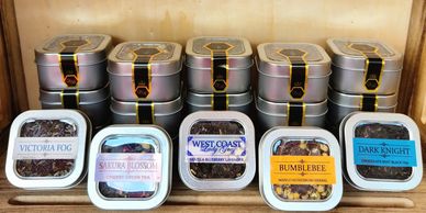 Tea tins from Queen Bee Farms