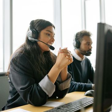 two people in a call center