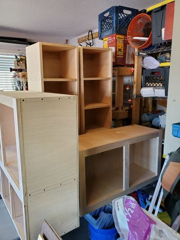 unfinished wood cabinets