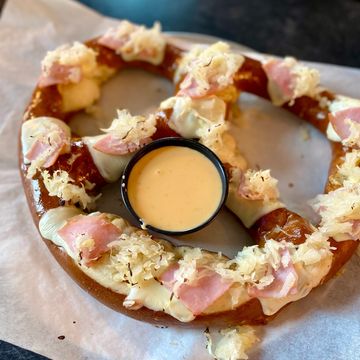 massive bavarian german pretzel from textile brewing company dyersville iowa