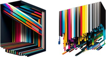 Patrón de color dinámico
• Ilusión de movimiento
• Profundidad visual
• Diseño abstracto
• Modernidad
• Energía visual
• Decoración contemporánea
• Oficinas
• Galerías
• Hogares modernos
• Punto focal
• Estimulación visual
• Arte contemporáneo
• Estilo vibrante