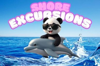 Cool panda riding a dolphin in the ocean.