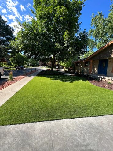Artificial turf in Holladay, Utah. Low maintenance and no watering.