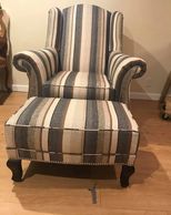  One more job done  bye Custom made upholstery Beautiful stripe chair with nail heads with the custo