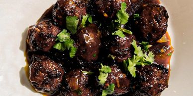 Manchurian Vegetable Balls served on a plate.
