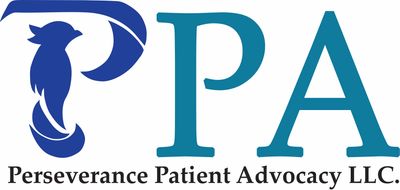 Logo of Perseverance Patient Advocacy LLC with a blue bird and bold letters.