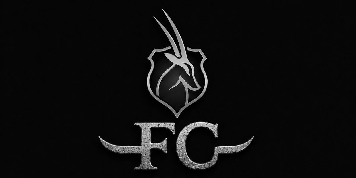 Gold antelope emblem with 'FC' letters on black background.