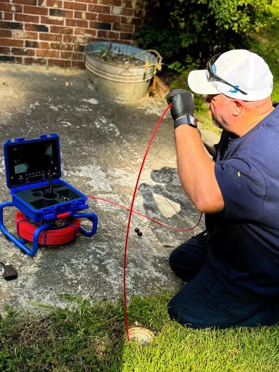Brian Davis Plumbing performing a plumbing camera inspection in Jackson, GA