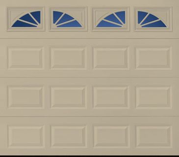 Short panel wagon wheel garage door