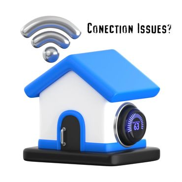 3D smart home icon with Wi-Fi and thermostat.