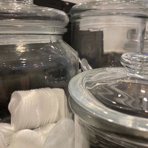 3 Jars with cotton and swabs