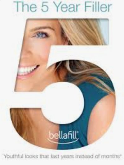 Photo shows graphic of a 5 for Bellafill that is a 5 year filler at Medical Aesthetics Ann Arbor