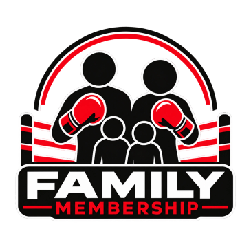 Family membership logo with boxing gloves.