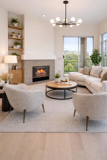 San Diego real estate photo highlighting spacious living area with natural light