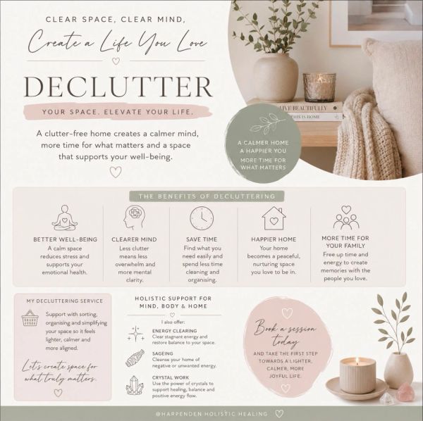 Poster about decluttering for a calmer, happier home.