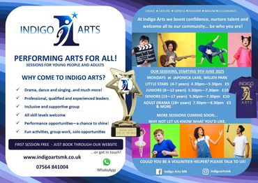 Indigo Arts offers performing arts sessions for all ages to boost confidence and nurture talent.