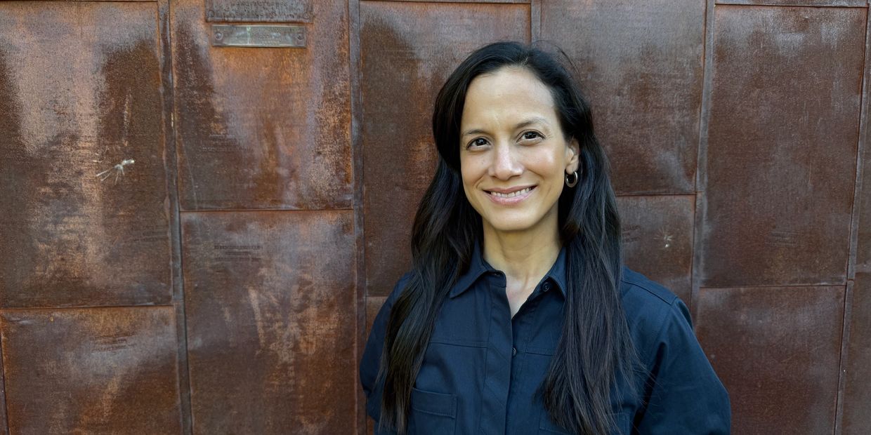 Black and white photo of creator of podcast