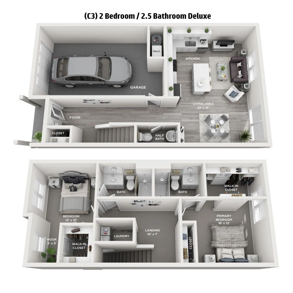 2 Bedroom / 2.5 Bathroom Deluxe