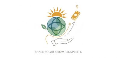 Illustration promoting solar energy sharing for economic growth.
