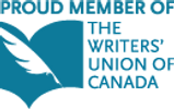 Square turquoise logo indicating professional membership status with the Writers’ Union of Canada.