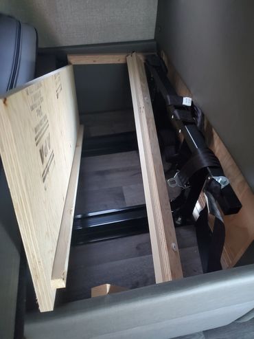 Rv bench repair. Cracked wood frame, replaced wood and reinforced the entire bench.