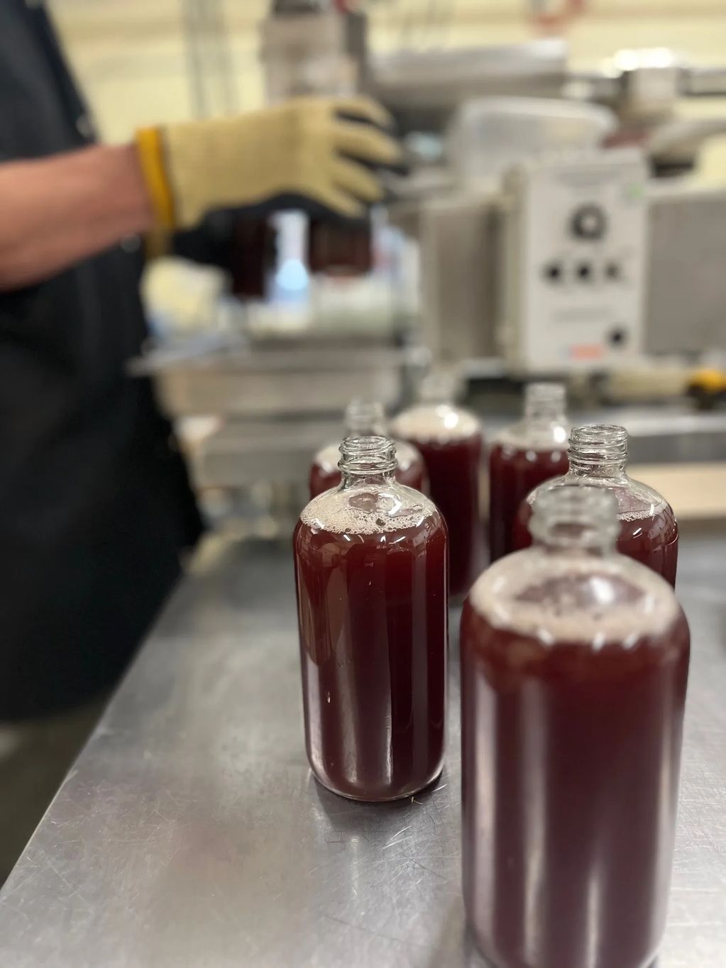 The bottling process is long and labor-intensive.