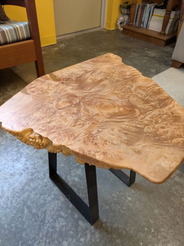 Maple burle end table - SOLD