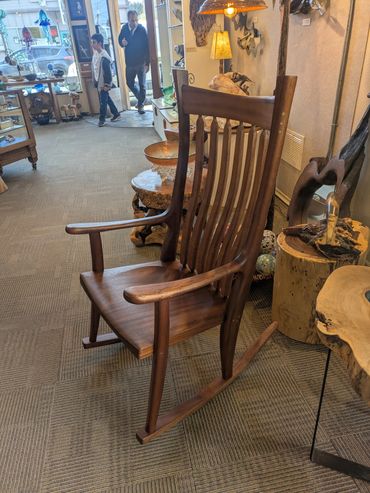 Sapele Bettie Rocker - available at the Waterfall Gallery in La Conner, WA.